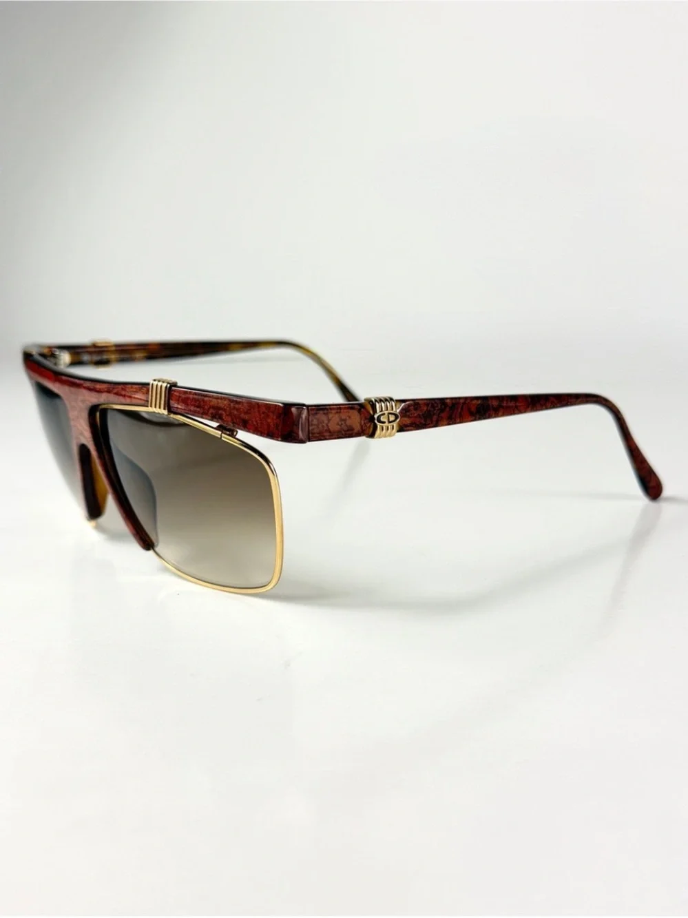 Vintage Christian Dior 2555 47 Sunglasses Flat Top Brow Aviator Deadstock VFC